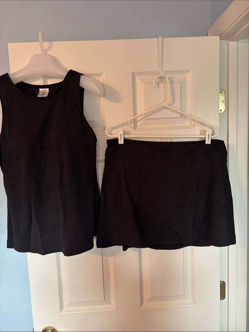Land End Black Brocade Tankini Set - Matching Swim Top and Skirt